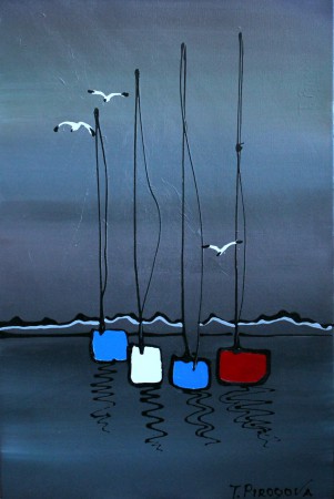 bateaux,voile,mer,paysage,des mouettes
